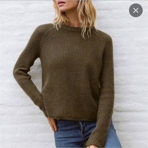 Jenni Kayne Cashmere Fisherman Sweater Olive Green XS
